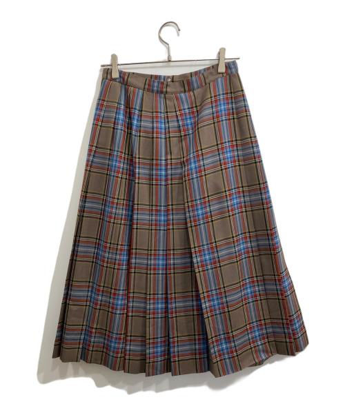 Burberry's（バーバリーズ）Burberry's (バーバリーズ) 金釦チェックスカート ブラウン サイズ:11ARの古着・服飾アイテム