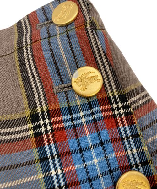 Burberry's（バーバリーズ）Burberry's (バーバリーズ) 金釦チェックスカート ブラウン サイズ:11ARの古着・服飾アイテム