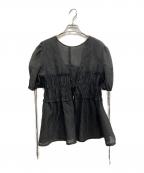 MAISON SPECIALメゾンスペシャル）の古着「Sheer Jacquard 2way Puff Sleeve Top」｜ブラック