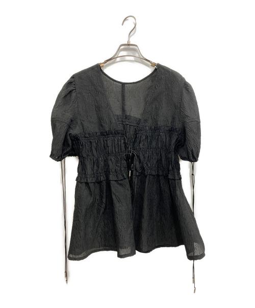 MAISON SPECIAL（メゾンスペシャル）MAISON SPECIAL (メゾンスペシャル) Sheer Jacquard 2way Puff Sleeve Top ブラック サイズ:Mの古着・服飾アイテム
