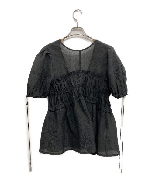 MAISON SPECIAL（メゾンスペシャル）MAISON SPECIAL (メゾンスペシャル) Sheer Jacquard 2way Puff Sleeve Top ブラック サイズ:Mの古着・服飾アイテム
