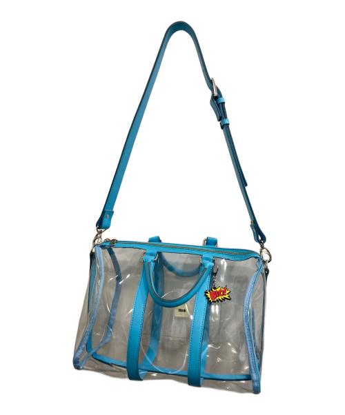 bio wear（バイオウェア）bio wear (バイオウェア) BEACH BOSTON BAG/ビーチ　ボストン　バッグ クリア×ライトブルーの古着・服飾アイテム