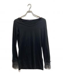LIMI feu（リミフゥ）の古着「RUFFLED CUFF T」｜ブラック
