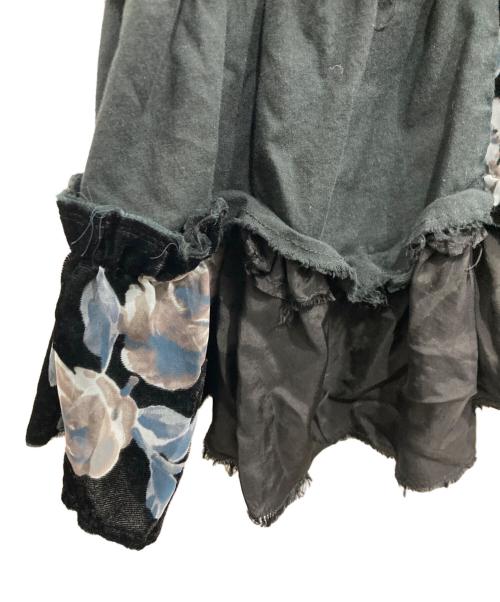 tricot COMME des GARCONS（トリココムデギャルソン）tricot COMME des GARCONS (トリココムデギャルソン) フラワープリント ベロア切替スカート ブラック サイズ:SIZE Freeの古着・服飾アイテム