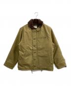 HOUSTONヒューストン）の古着「ALPACA N-1 DECK JACKE/アルパカN-1デッキジャケット/アルパカライニング N-1デッキジャケット」｜タン（オリーブ）