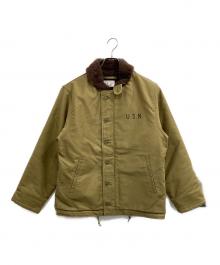 HOUSTON（ヒューストン）の古着「ALPACA N-1 DECK JACKE/アルパカN-1デッキジャケット/アルパカライニング N-1デッキジャケット」｜タン（オリーブ）