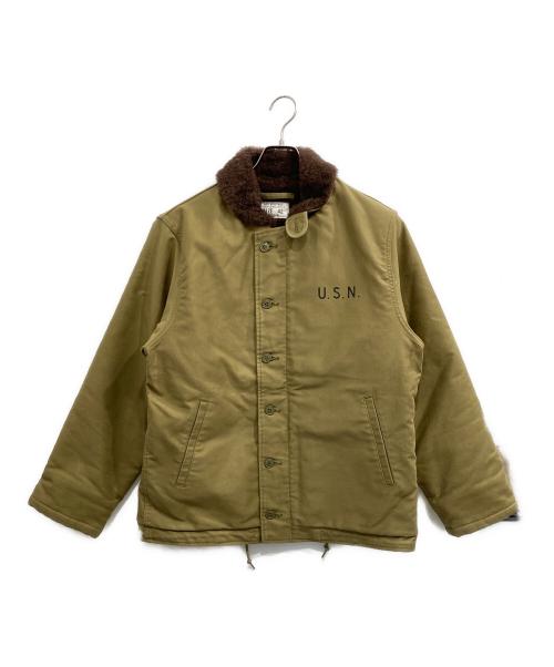 HOUSTON（ヒューストン）HOUSTON (ヒューストン) ALPACA N-1 DECK JACKE/アルパカN-1デッキジャケット/アルパカライニング N-1デッキジャケット タン（オリーブ） サイズ:42の古着・服飾アイテム