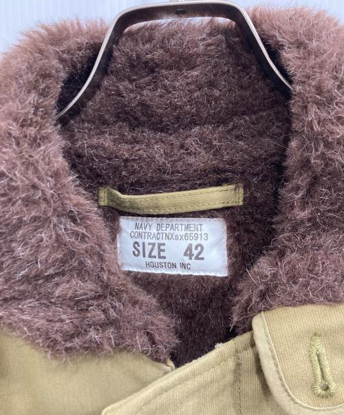 HOUSTON（ヒューストン）HOUSTON (ヒューストン) ALPACA N-1 DECK JACKE/アルパカN-1デッキジャケット/アルパカライニング N-1デッキジャケット タン（オリーブ） サイズ:42の古着・服飾アイテム