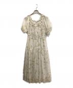 HER LIP TOハーリップトゥ）の古着「Belle Jardin Chiffon Dress」｜ホワイト×グリーン