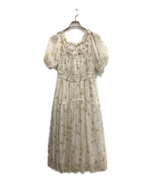 HER LIP TO（ハーリップトゥ）HER LIP TO (ハーリップトゥ) Belle Jardin Chiffon Dress ホワイト×グリーン サイズ:Mの古着・服飾アイテム