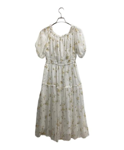 HER LIP TO（ハーリップトゥ）HER LIP TO (ハーリップトゥ) Belle Jardin Chiffon Dress ホワイト×グリーン サイズ:Mの古着・服飾アイテム