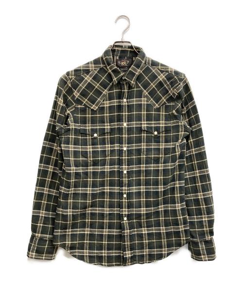 RRL（ダブルアールエル）RRL (ダブルアールエル) チェックウエスタンネルシャツ ネイビー サイズ:Ｍの古着・服飾アイテム