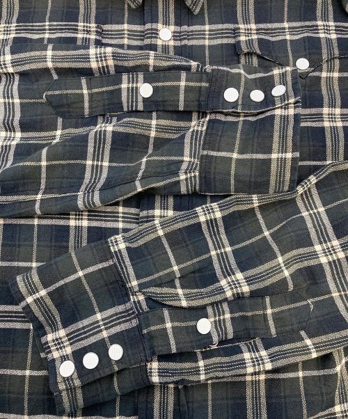 RRL（ダブルアールエル）RRL (ダブルアールエル) チェックウエスタンネルシャツ ネイビー サイズ:Ｍの古着・服飾アイテム