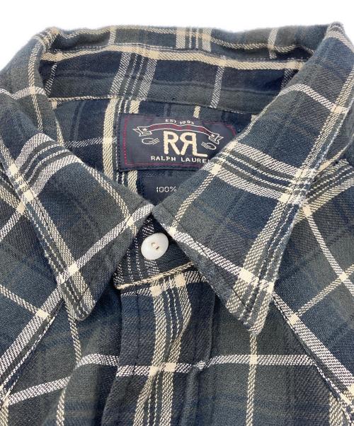 RRL（ダブルアールエル）RRL (ダブルアールエル) チェックウエスタンネルシャツ ネイビー サイズ:Ｍの古着・服飾アイテム