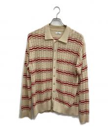 ALLEGE（アレッジ）の古着「Openwark Border Cardigan」｜ベージュ