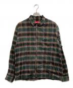 SUPREMEシュプリーム）の古着「Shadow Plaid Flannel Zip Up Shirt/シャドウプレイドジップアップシャツ」｜グレー×ブラウン