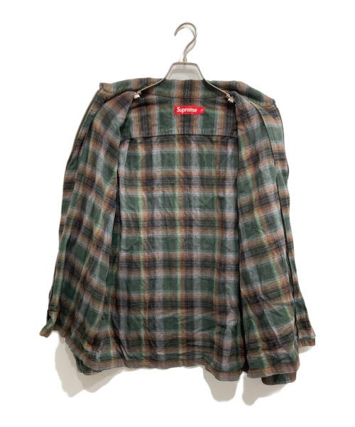 SUPREME（シュプリーム）Supreme (シュプリーム) Shadow Plaid Flannel Zip Up Shirt/シャドウプレイドジップアップシャツ グレー×ブラウン サイズ:Lの古着・服飾アイテム