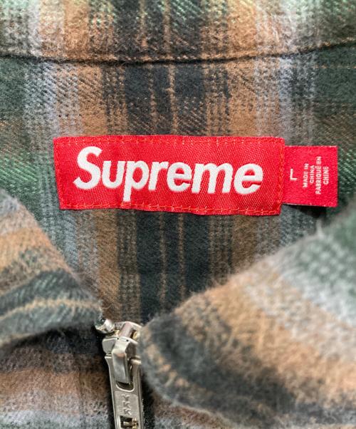 SUPREME（シュプリーム）Supreme (シュプリーム) Shadow Plaid Flannel Zip Up Shirt/シャドウプレイドジップアップシャツ グレー×ブラウン サイズ:Lの古着・服飾アイテム