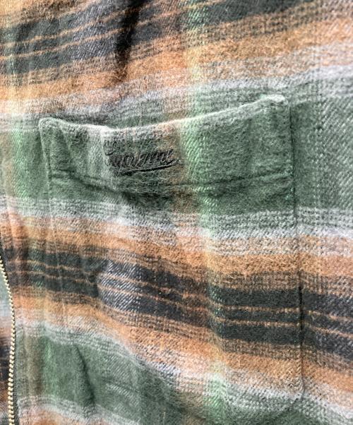 SUPREME（シュプリーム）Supreme (シュプリーム) Shadow Plaid Flannel Zip Up Shirt/シャドウプレイドジップアップシャツ グレー×ブラウン サイズ:Lの古着・服飾アイテム