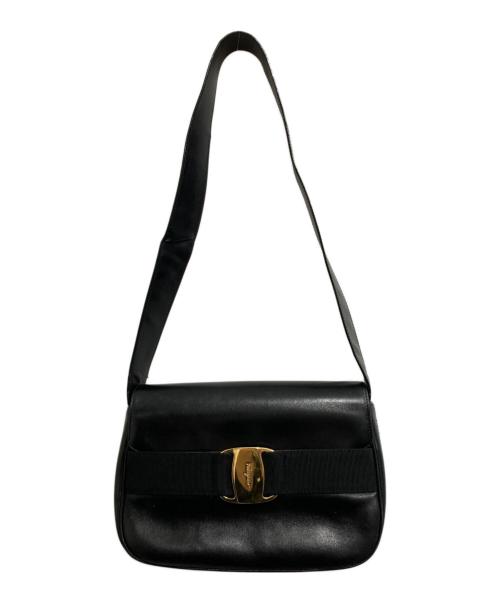 Salvatore Ferragamo（サルヴァトーレ フェラガモ）Salvatore Ferragamo (サルヴァトーレ フェラガモ) ヴァラ リボン ショルダーバッグ ブラックの古着・服飾アイテム