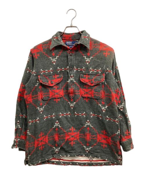 POLO RALPH LAUREN（ポロ・ラルフローレン）POLO RALPH LAUREN (ポロ・ラルフローレン) ネイティブ柄 ハーフボタンプルオーバー グレー サイズ:Sの古着・服飾アイテム
