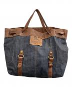 BURBERRY BLUE LABELバーバリー ブルー レーベル）の古着「デニムレザートートバッグ」｜インディゴ