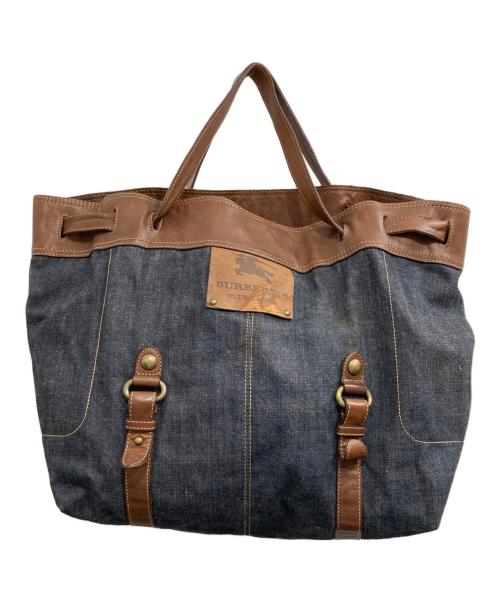BURBERRY BLUE LABEL（バーバリー ブルー レーベル）BURBERRY BLUE LABEL (バーバリー ブルー レーベル) デニムレザートートバッグ インディゴの古着・服飾アイテム
