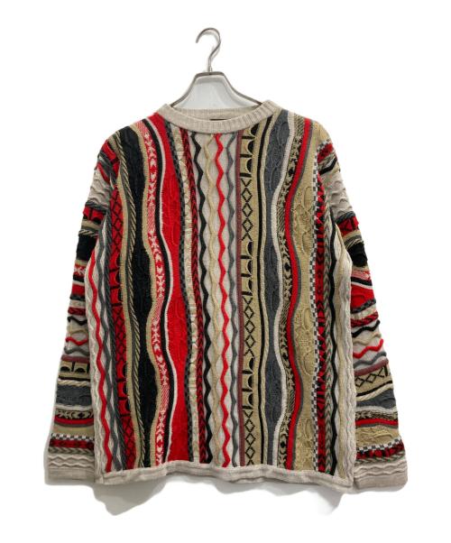 Coogi（クージー）Coogi (クージー) 3Dニット レッド×グレー×ベージュ サイズ:XLの古着・服飾アイテム