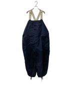 ANGLANアングラン）の古着「Backsatin Work Wide Overall」｜ネイビー