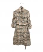 BURBERRY LONDONバーバリーロンドン）の古着「ベルテッド チェックシャツワンピース」｜アイボリー