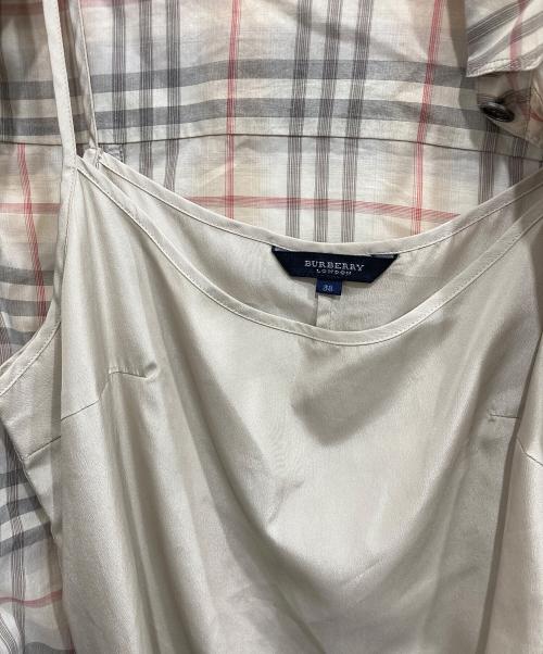 BURBERRY LONDON（バーバリーロンドン）BURBERRY LONDON (バーバリーロンドン) ベルテッド チェックシャツワンピース アイボリー サイズ:38の古着・服飾アイテム