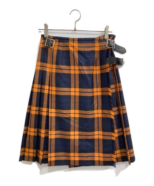 O'NEIL OF DUBLIN（オニールオブダブリン）O'NEIL OF DUBLIN (オニールオブダブリン) チェックラップスカート オレンジ サイズ:36の古着・服飾アイテム