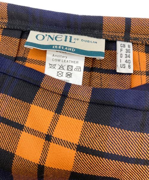 O'NEIL OF DUBLIN（オニールオブダブリン）O'NEIL OF DUBLIN (オニールオブダブリン) チェックラップスカート オレンジ サイズ:36の古着・服飾アイテム