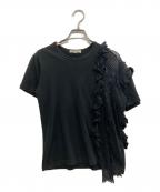 COMME des GARCONSコムデギャルソン）の古着「アシンメトリー フリル メッシュ Tシャツ」｜ブラック