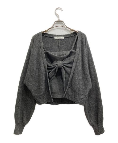 HER LIP TO（ハーリップトゥ）HER LIP TO (ハーリップトゥ) Lydie Ribbon-Tie Knit Ensemble/リボンタイ ニット アンサンブル グレー サイズ:Mの古着・服飾アイテム