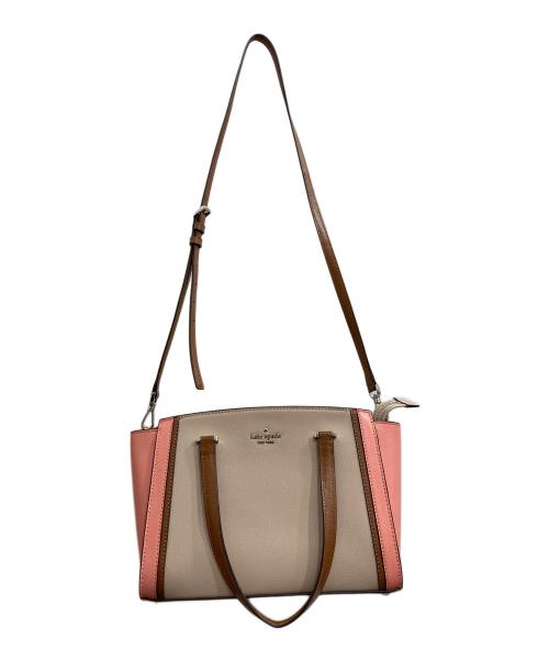 Kate Spade（ケイトスペード）Kate Spade (ケイトスペード) 2WAYショルダーバッグ ベージュ×ピンクの古着・服飾アイテム