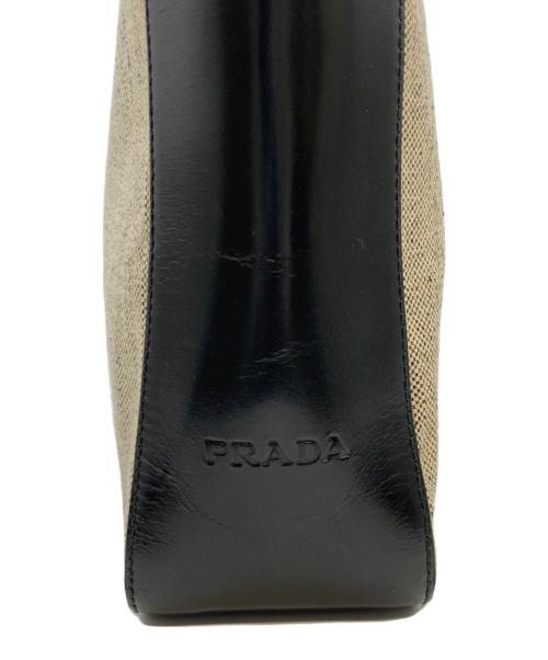 PRADA（プラダ）PRADA (プラダ) キャンバスレザーハンドバッグ ブラック×キナリの古着・服飾アイテム