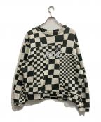 ERLイーアールエル）の古着「VENICE CHECKER CREWNECK スウェット」｜グレー×ブラック