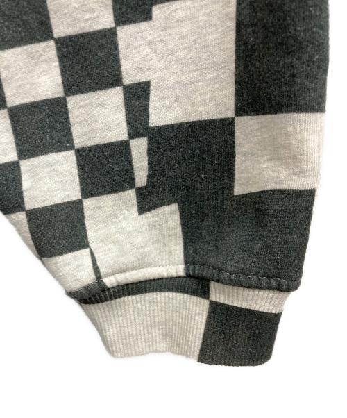 ERL（イーアールエル）ERL (イーアールエル) VENICE CHECKER CREWNECK スウェット グレー×ブラック サイズ:Lの古着・服飾アイテム
