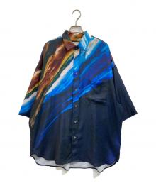 MAISON SPECIAL×ideas and painting（メゾンスペシャル×アイディアズアンドペインティング）の古着「Abstract Prime-Over Short Sleeve Shirt」｜ブルー