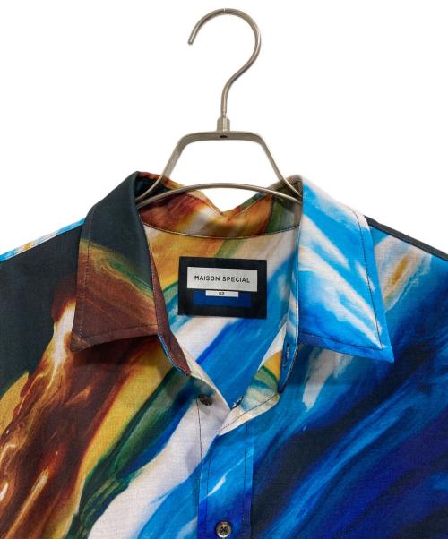 MAISON SPECIAL（メゾンスペシャル）MAISON SPECIAL (メゾンスペシャル) ideas and PAINTING (アイディアズアンドペインティング) Abstract Prime-Over Short Sleeve Shirt ブルー サイズ:2の古着・服飾アイテム