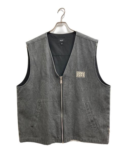 HUF（ハフ）HUF (ハフ) HEMP TWO POCKET WORK VEST グレー サイズ:XLの古着・服飾アイテム