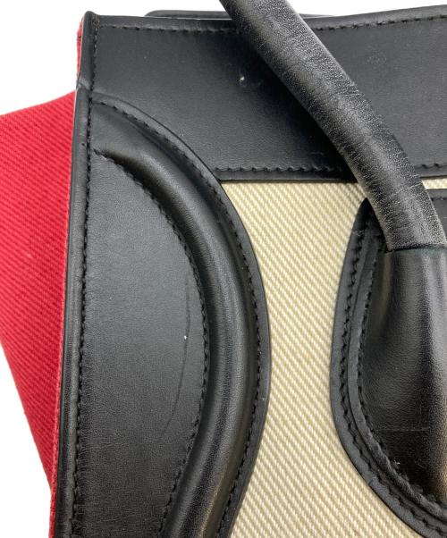 CELINE（セリーヌ）CELINE (セリーヌ) ラゲージマイクロショッパー レッド×ブラックの古着・服飾アイテム