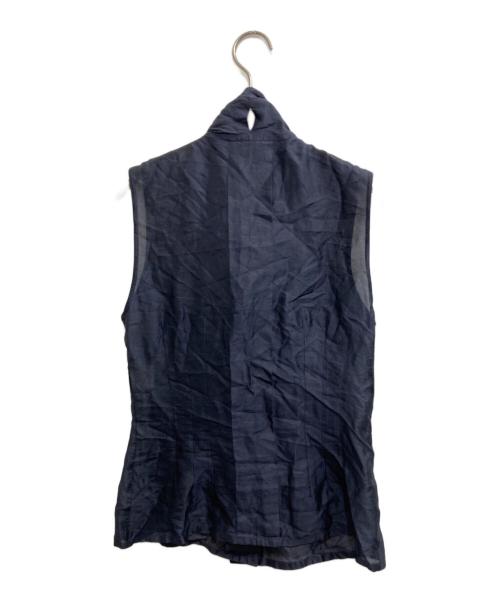HERMES（エルメス）HERMES (エルメス) ボウタイノースリーブブラウス ネイビー サイズ:34の古着・服飾アイテム
