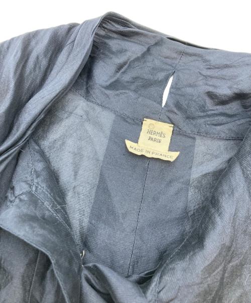 HERMES（エルメス）HERMES (エルメス) ボウタイノースリーブブラウス ネイビー サイズ:34の古着・服飾アイテム