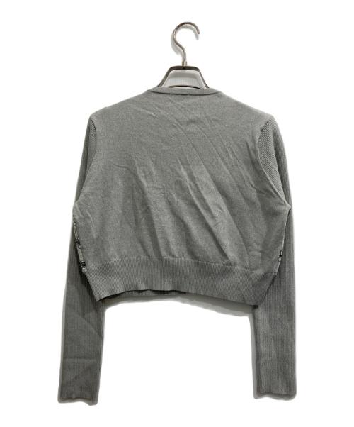 Sov.（ソブ）Sov. (ソブ) フラワーフェルトビジューカーディガン グレー サイズ:36の古着・服飾アイテム