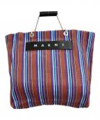 MARNIマルニ）の古着「フラワーカフェトートバッグ」｜ブラウン×ブルー