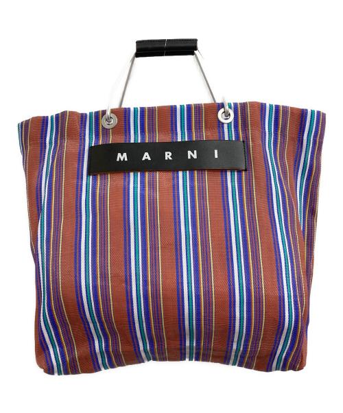 MARNI（マルニ）MARNI (マルニ) フラワーカフェトートバッグ ブラウン×ブルーの古着・服飾アイテム