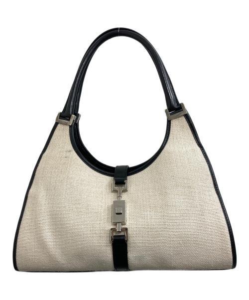 GUCCI（グッチ）GUCCI (グッチ) ジャッキーハンドバッグ/ワンショルダーバッグ ホワイト×ブラックの古着・服飾アイテム