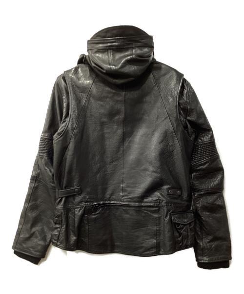 AVIREX P.D.W（アヴィレックスピーディーダブリュー）AVIREX P.D.W (アヴィレックスピーディーダブリュー) FACE MASK LEATHER JACKET ブラック サイズ:2XLの古着・服飾アイテム